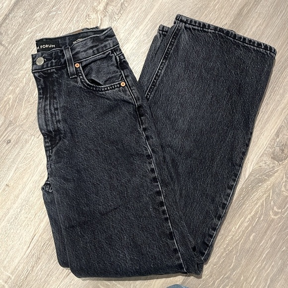 Denim Forum The Farrah Hi-Rise Wide Jean in eyeliner black - size 23 - Picture 11 of 12